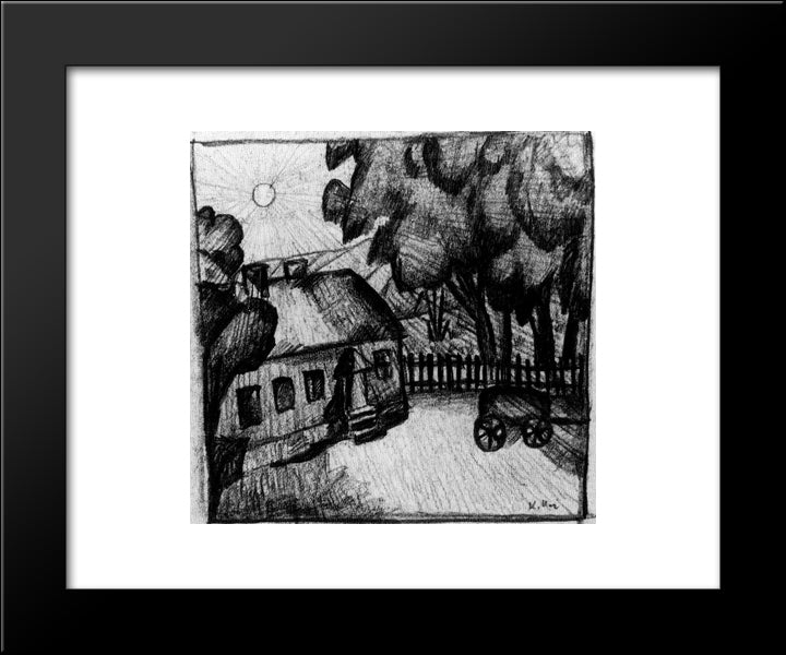 House In The Wall 20x24 Black Modern Wood Framed Art Print Poster by Malevich, Kazimir