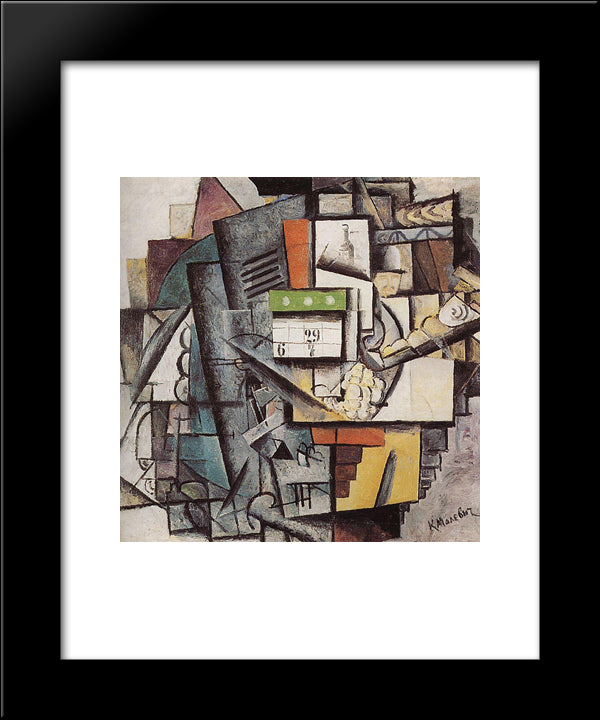 Lady On A Tram Station 20x24 Black Modern Wood Framed Art Print Poster by Malevich, Kazimir