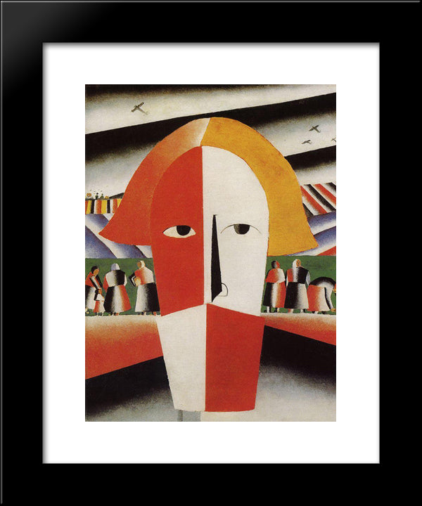 Head Of A Peasant 20x24 Black Modern Wood Framed Art Print Poster by Malevich, Kazimir
