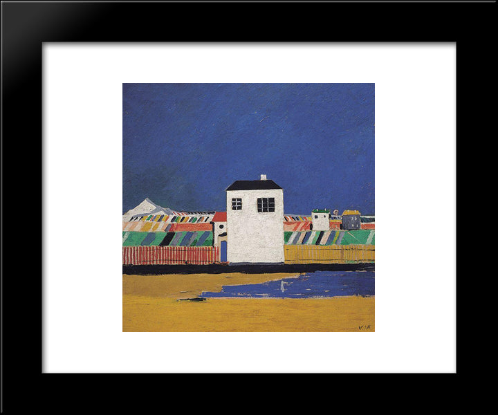 Landscape With White House 20x24 Black Modern Wood Framed Art Print Poster by Malevich, Kazimir