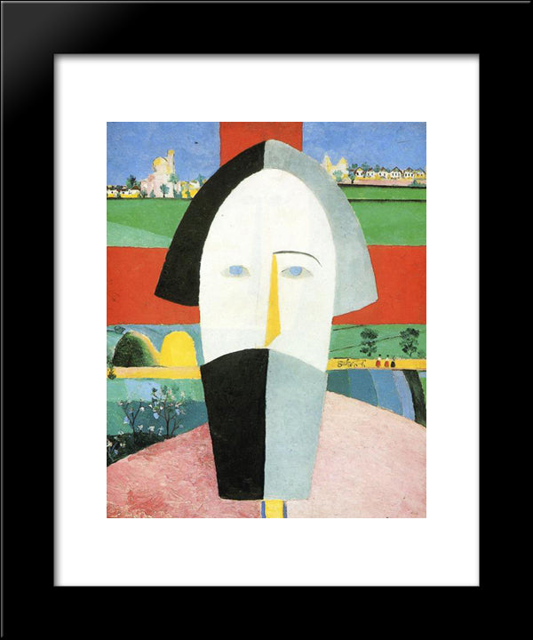 Head Of Peasant 20x24 Black Modern Wood Framed Art Print Poster by Malevich, Kazimir