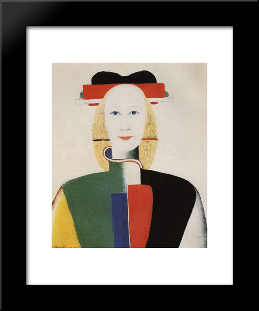 Girl With A Comb In Her Hair 20x24 Black Modern Wood Framed Art Print Poster by Malevich, Kazimir