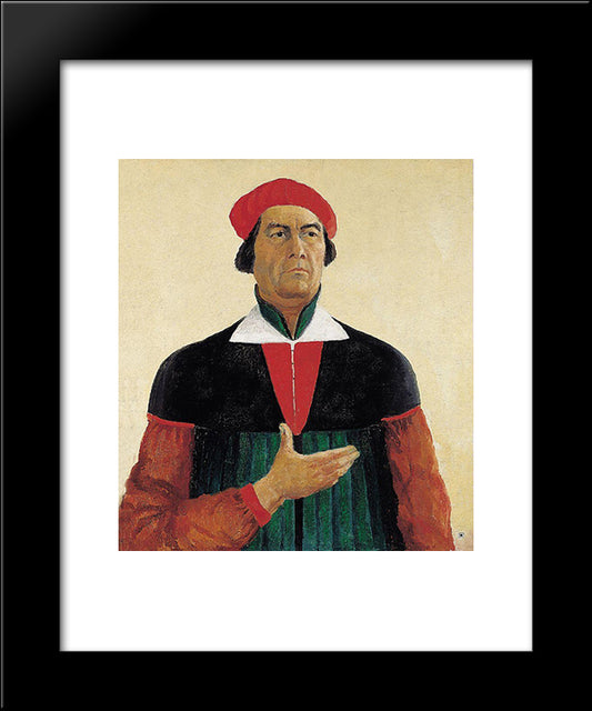 Self-Portrait 20x24 Black Modern Wood Framed Art Print Poster by Malevich, Kazimir