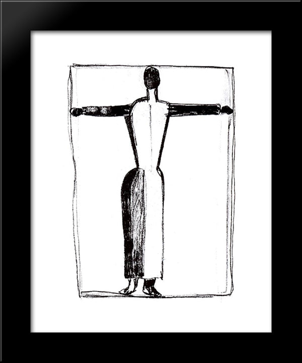 Figure In The Form Of A Cross With Raised Hands 20x24 Black Modern Wood Framed Art Print Poster by Malevich, Kazimir