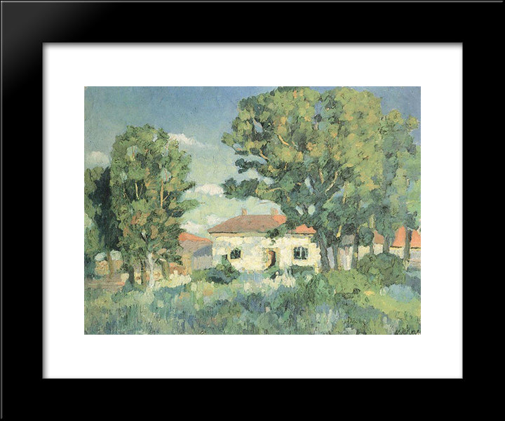 Landscape With White Houses 20x24 Black Modern Wood Framed Art Print Poster by Malevich, Kazimir