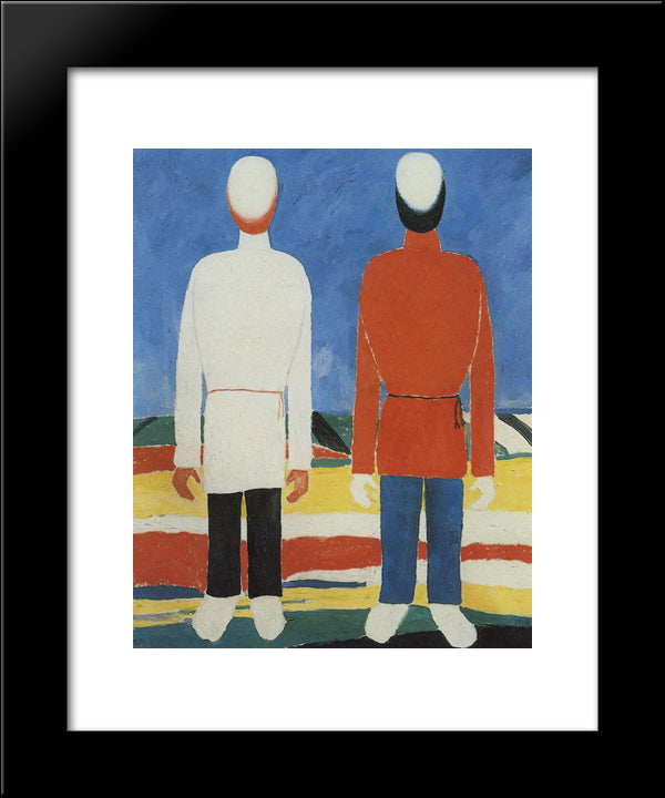 Two Male Figures 20x24 Black Modern Wood Framed Art Print Poster by Malevich, Kazimir