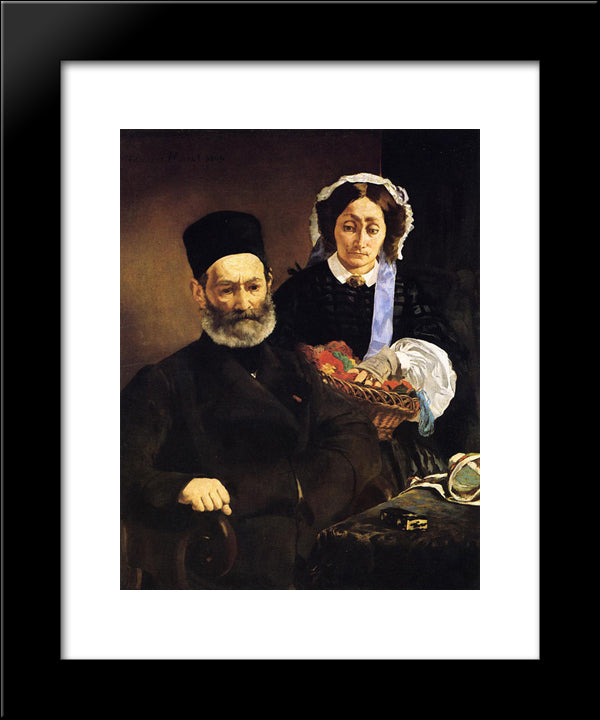 Portrait Of Monsieur And Madame Auguste Manet 20x24 Black Modern Wood Framed Art Print Poster by Manet, Edouard