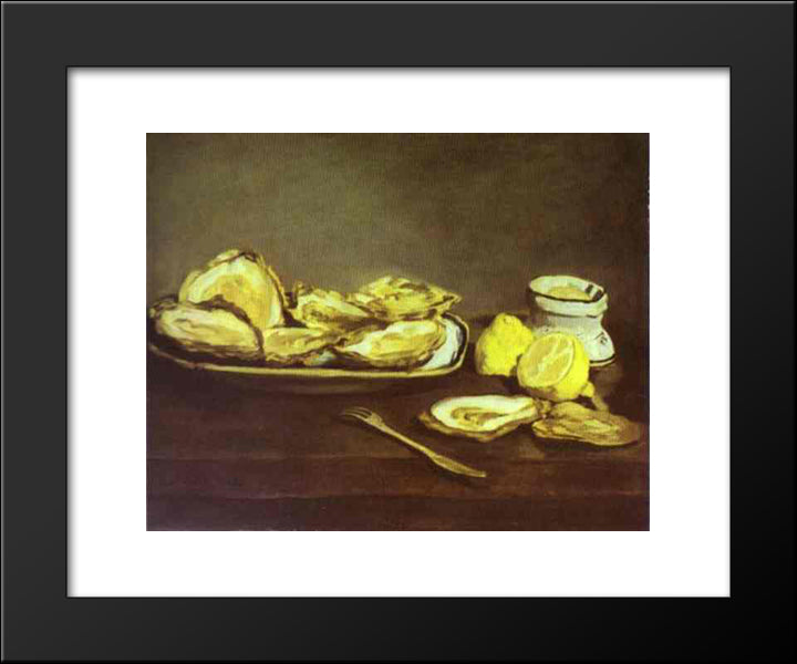 Oysters 20x24 Black Modern Wood Framed Art Print Poster by Manet, Edouard
