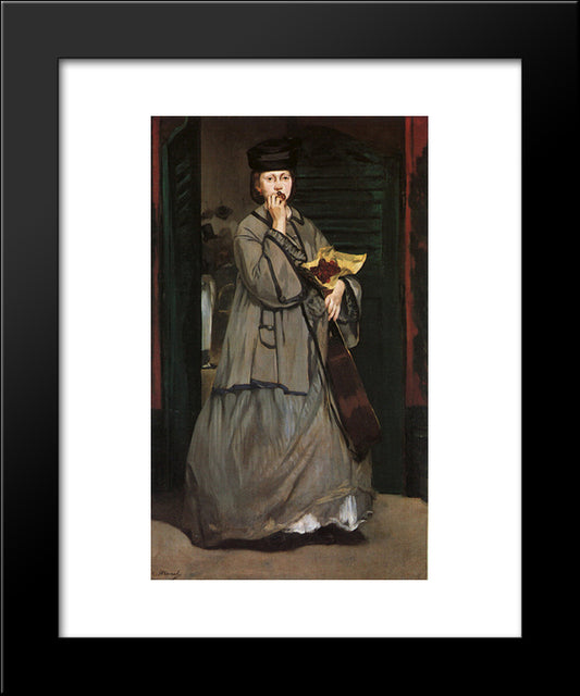 Street Singer 20x24 Black Modern Wood Framed Art Print Poster by Manet, Edouard