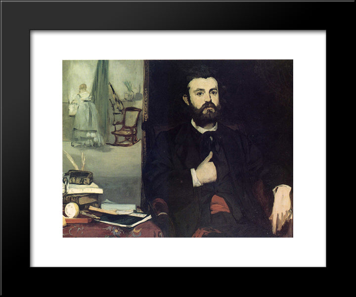 Portrait Of Zacharie Astruc 20x24 Black Modern Wood Framed Art Print Poster by Manet, Edouard