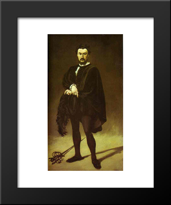 The Tragedian Actor 20x24 Black Modern Wood Framed Art Print Poster by Manet, Edouard