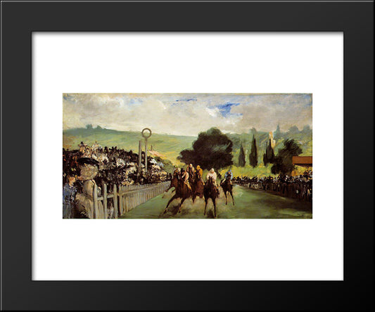 Races At Longchamp 20x24 Black Modern Wood Framed Art Print Poster by Manet, Edouard