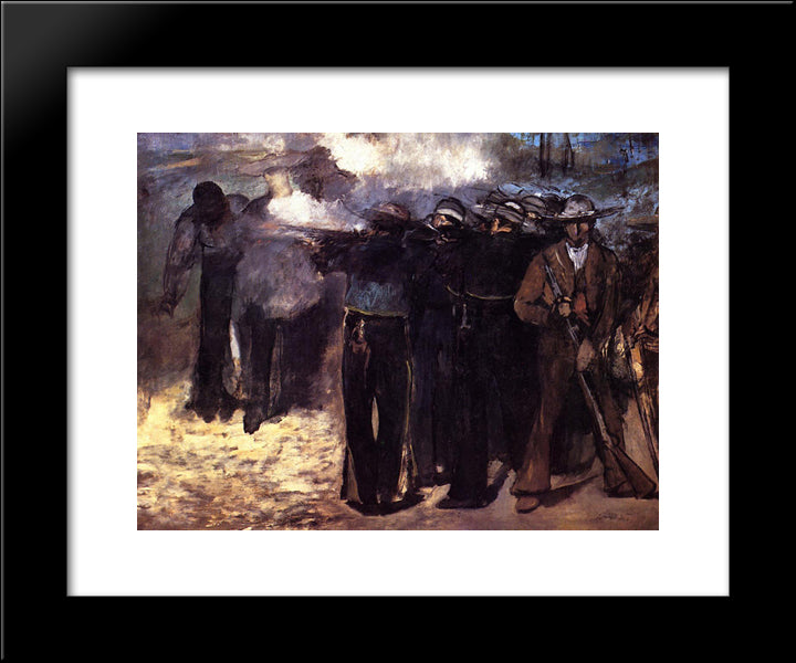 Study For 'The Execution Of Emperor Maximilian' 20x24 Black Modern Wood Framed Art Print Poster by Manet, Edouard
