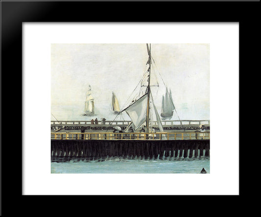 Jetty At Boulogne 20x24 Black Modern Wood Framed Art Print Poster by Manet, Edouard