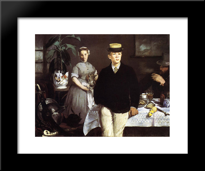 Luncheon In The Studio 20x24 Black Modern Wood Framed Art Print Poster by Manet, Edouard
