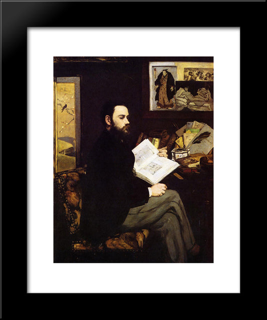 Portrait Of Emile Zola 20x24 Black Modern Wood Framed Art Print Poster by Manet, Edouard