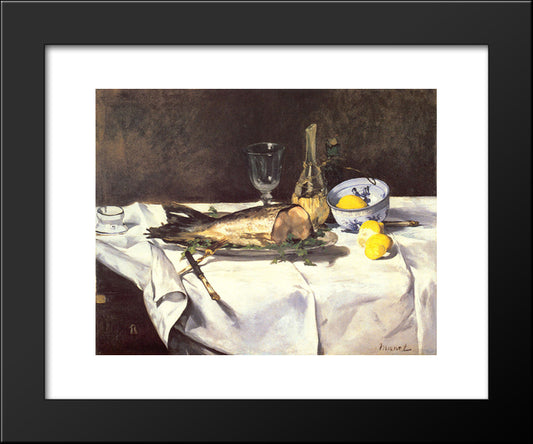 The Salmon 20x24 Black Modern Wood Framed Art Print Poster by Manet, Edouard