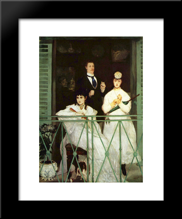 The Balcony 20x24 Black Modern Wood Framed Art Print Poster by Manet, Edouard
