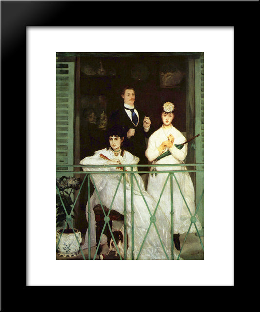 The Balcony 20x24 Black Modern Wood Framed Art Print Poster by Manet, Edouard