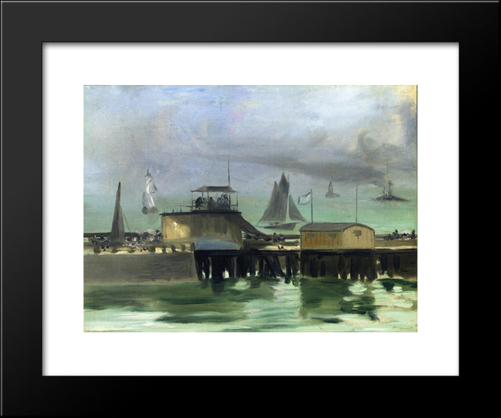 The Jetty At Boulogne 20x24 Black Modern Wood Framed Art Print Poster by Manet, Edouard