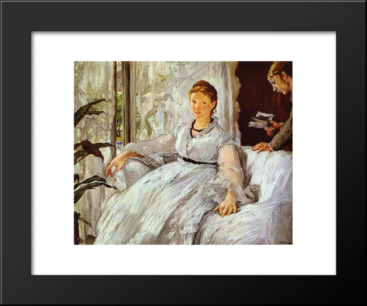 The Reading 20x24 Black Modern Wood Framed Art Print Poster by Manet, Edouard