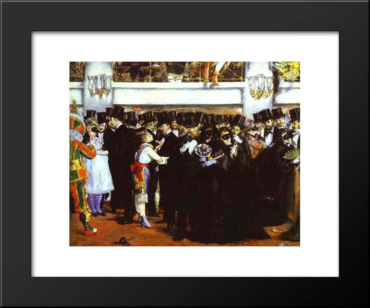 The Masked Ball At The Opera 20x24 Black Modern Wood Framed Art Print Poster by Manet, Edouard