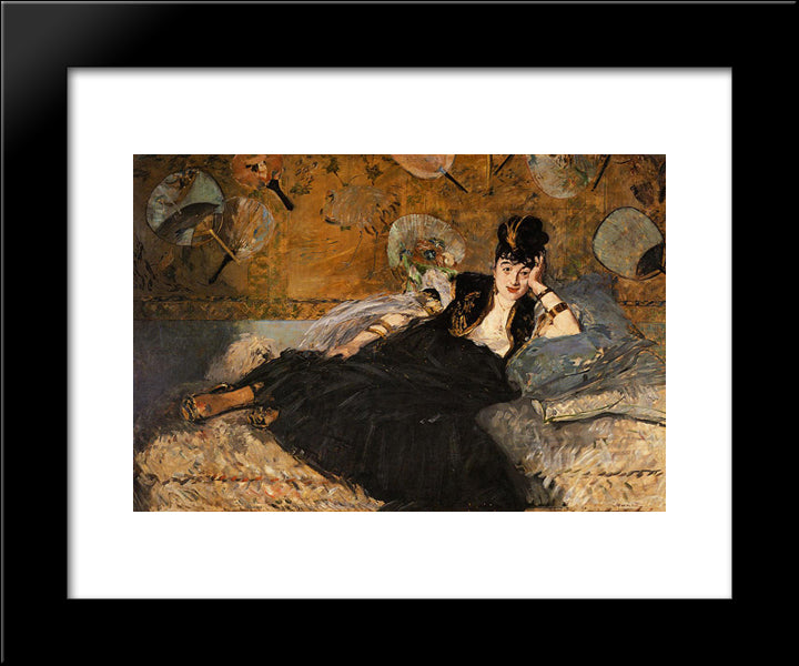 The Lady With Fans, Portrait Of Nina De Callias 20x24 Black Modern Wood Framed Art Print Poster by Manet, Edouard