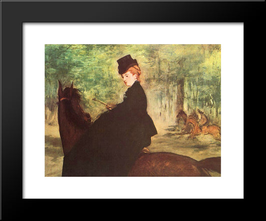 The Horsewoman 20x24 Black Modern Wood Framed Art Print Poster by Manet, Edouard