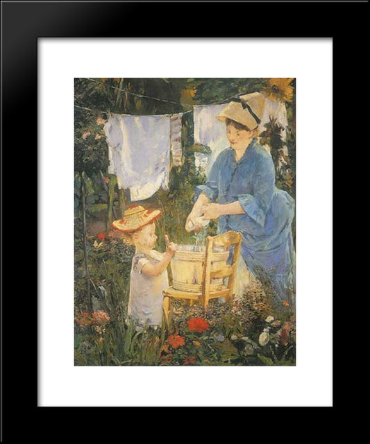 The Laundry 20x24 Black Modern Wood Framed Art Print Poster by Manet, Edouard