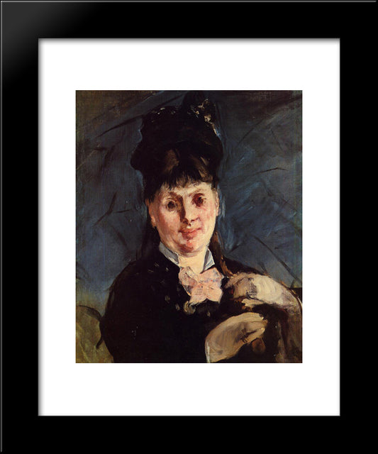 Woman With Umbrella 20x24 Black Modern Wood Framed Art Print Poster by Manet, Edouard