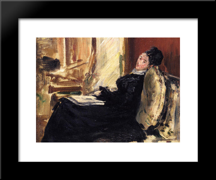 Young Woman With A Book 20x24 Black Modern Wood Framed Art Print Poster by Manet, Edouard