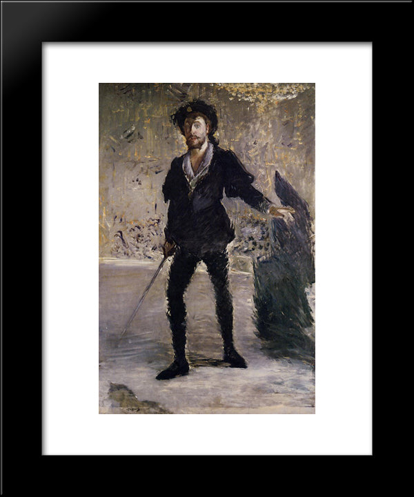 Portrait Of Faure As Hamlet 20x24 Black Modern Wood Framed Art Print Poster by Manet, Edouard