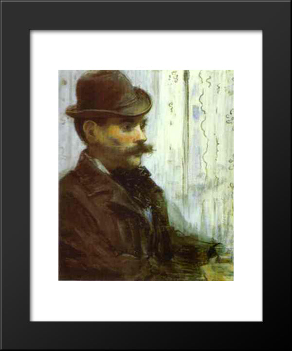 Man In A Round Hat (Alphonse Maureau) 20x24 Black Modern Wood Framed Art Print Poster by Manet, Edouard