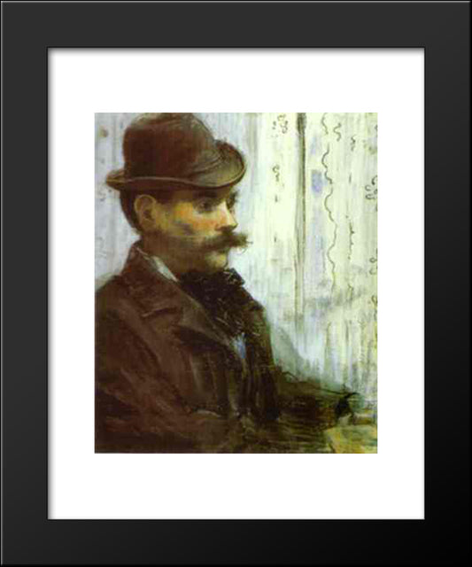 Man In A Round Hat (Alphonse Maureau) 20x24 Black Modern Wood Framed Art Print Poster by Manet, Edouard