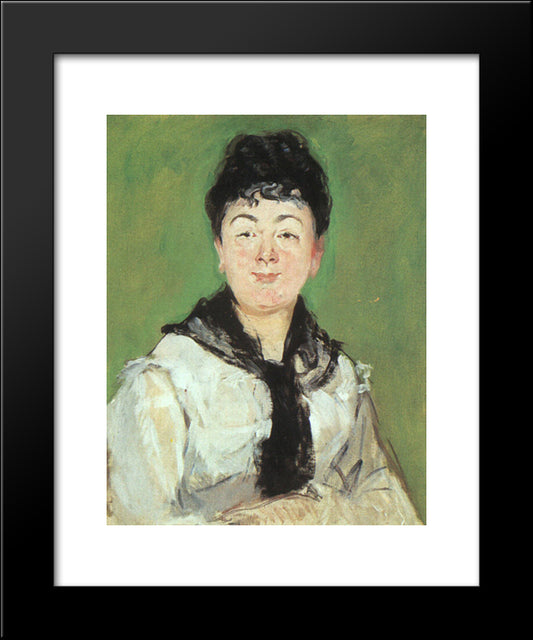 Portrait Of A Lady With A Black Fichu 20x24 Black Modern Wood Framed Art Print Poster by Manet, Edouard
