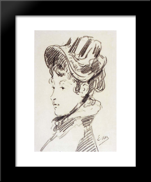 Portrait Of Madame Julles Guillemet 20x24 Black Modern Wood Framed Art Print Poster by Manet, Edouard