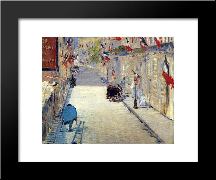 Rue Mosnier Decorated With Flags 20x24 Black Modern Wood Framed Art Print Poster by Manet, Edouard