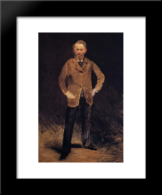 Self-Portrait With Skull-Cap 20x24 Black Modern Wood Framed Art Print Poster by Manet, Edouard