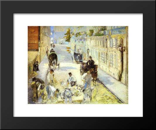 The Road-Menders, Rue De Berne 20x24 Black Modern Wood Framed Art Print Poster by Manet, Edouard