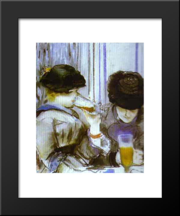 Two Women Drinking Bocks 20x24 Black Modern Wood Framed Art Print Poster by Manet, Edouard