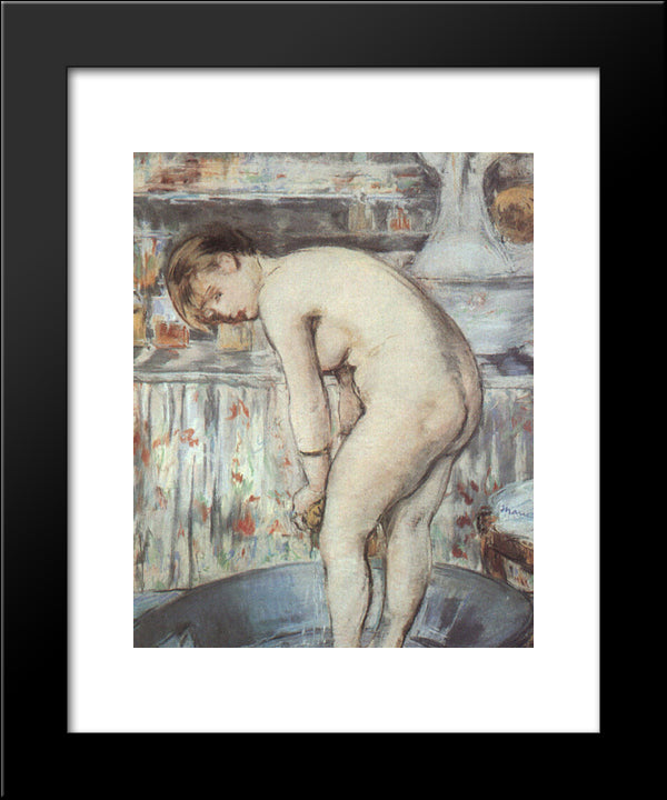 Woman In A Tub 20x24 Black Modern Wood Framed Art Print Poster by Manet, Edouard