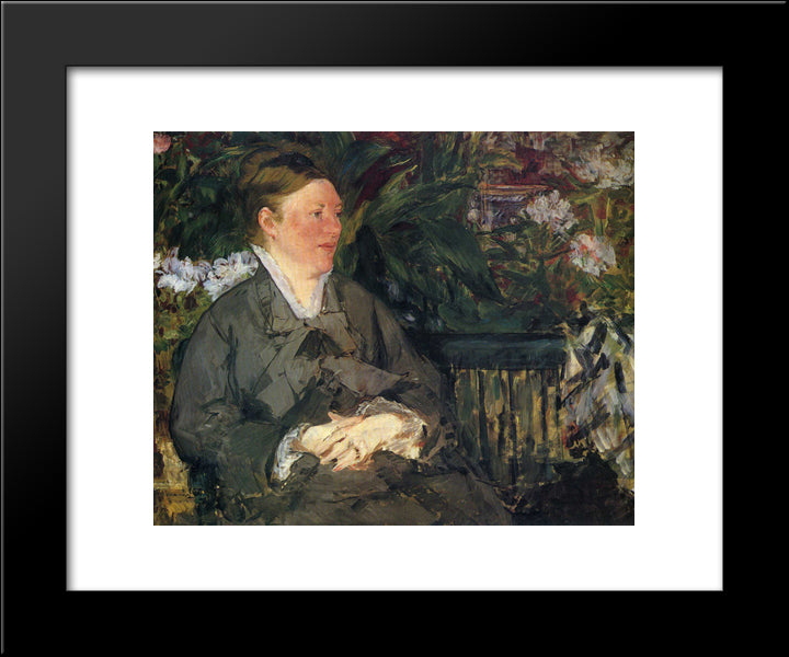Madame Manet In Conservatory 20x24 Black Modern Wood Framed Art Print Poster by Manet, Edouard