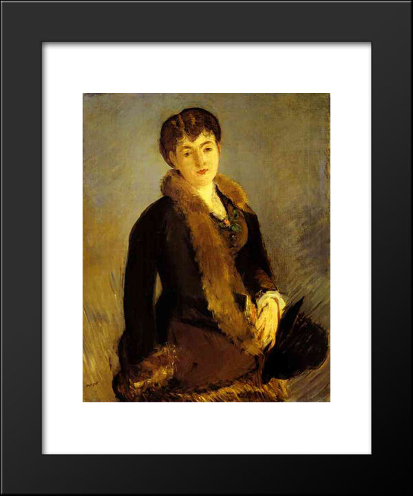 Portrait Of Mademoiselle Isabelle Lemonnier 20x24 Black Modern Wood Framed Art Print Poster by Manet, Edouard