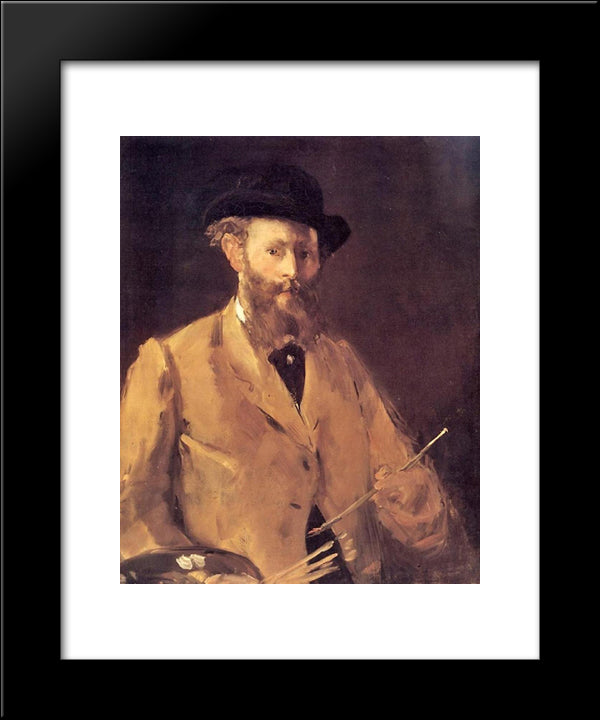 Self Portrait With A Palette 20x24 Black Modern Wood Framed Art Print Poster by Manet, Edouard