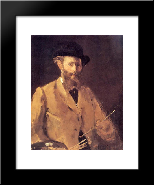 Self Portrait With A Palette 20x24 Black Modern Wood Framed Art Print Poster by Manet, Edouard