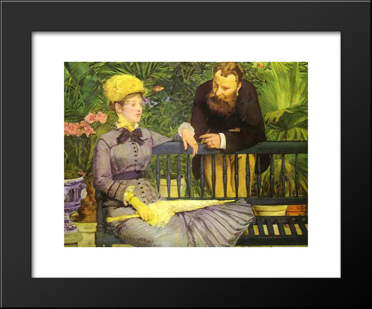 The Conservatory 20x24 Black Modern Wood Framed Art Print Poster by Manet, Edouard
