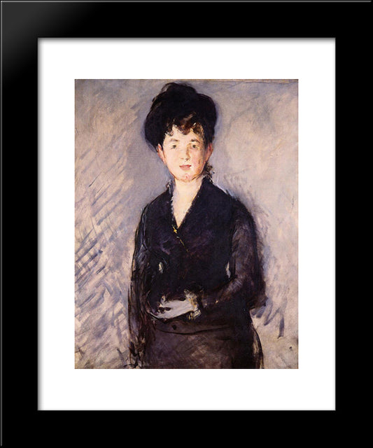 Woman With A Gold Pin 20x24 Black Modern Wood Framed Art Print Poster by Manet, Edouard