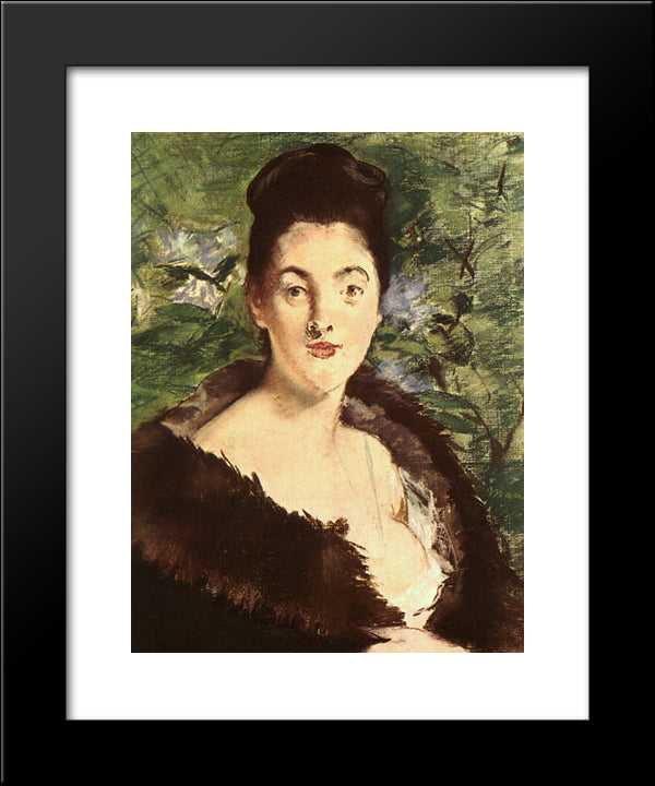 Lady In A Fur 20x24 Black Modern Wood Framed Art Print Poster by Manet, Edouard