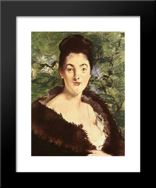 Lady In A Fur 20x24 Black Modern Wood Framed Art Print Poster by Manet, Edouard