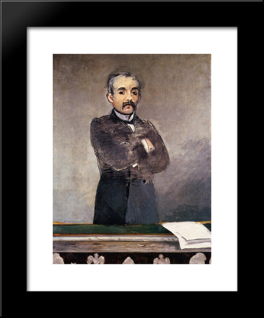 Portrait Of Clemenceau At The Tribune 20x24 Black Modern Wood Framed Art Print Poster by Manet, Edouard